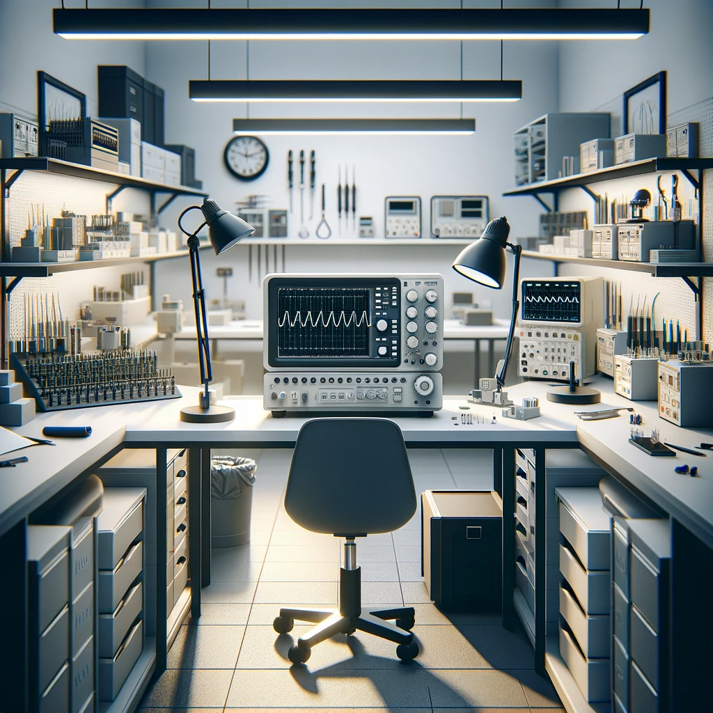 DALL-E generated image of an organized lab workspace